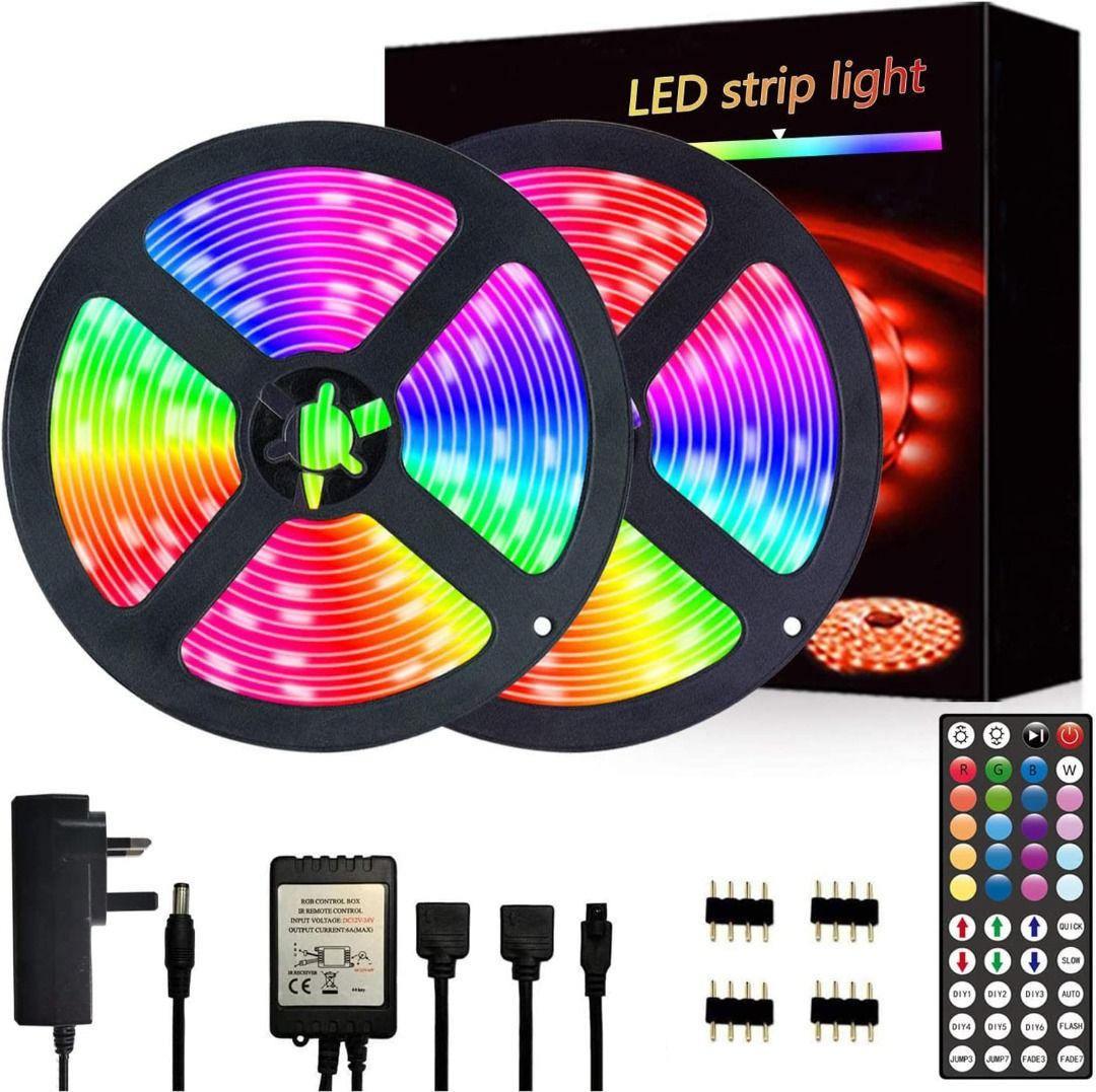segrass LED Strip Lights 10m,Color Changing RGB LED Light Strips with Remote  Controller and 12V Power Supply,LED Lights for Bedroom Home Decoration(2  Rolls of 5m) [Energy Class A+], Furniture & Home Living