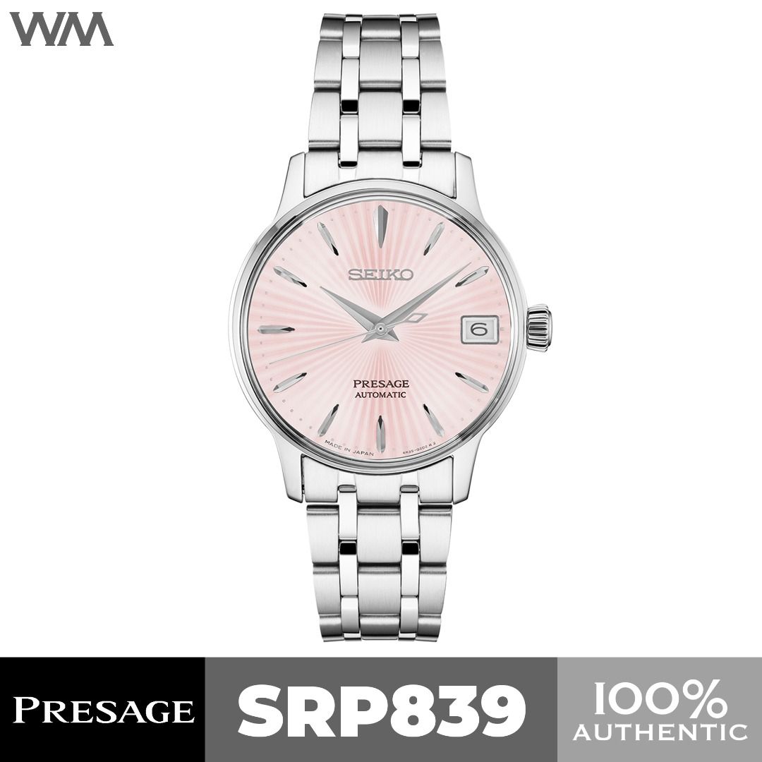 Seiko Presage Pink Dial Cocktail Time Stainless Steel Automatic Watch SRP839  SRP839J1, Luxury, Watches on Carousell