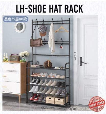 Shoe Rack Clothes Rack Storage Rack Shoe Rack with Clothes Hat Hanging Shelf Furniture Home Living Furniture Shelves Cabinets Racks on Carousell