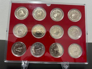 Silver proof 1st series Zodiac set 12pcs from 1981-1992 with holder, without cert, very nice for gift