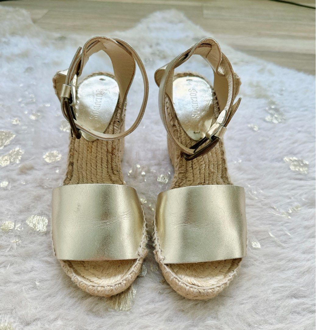 Gold leather espadrilles store