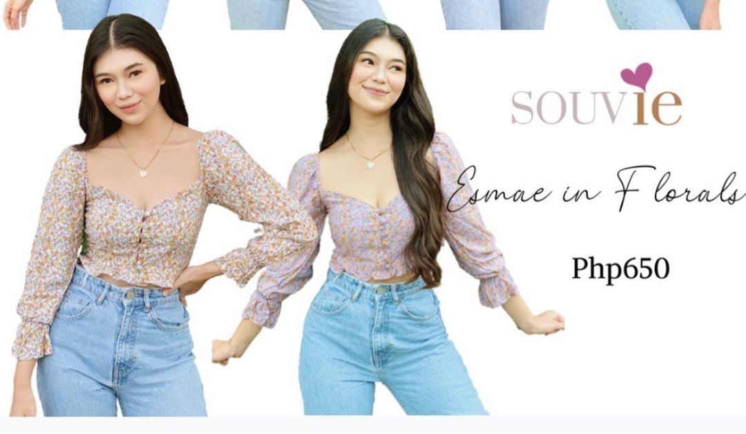 Souviehouse white floral top (Category: Longsleeves) located in Cavite. Submitted by abiaraya (Listing ID 1221264513, Image 1). Description: Brand anew mga sissy! Super ganda!!! Super stretch material dahil sa shirred back design 🥰 Rfs: Di kasya sa may boob part 😅.