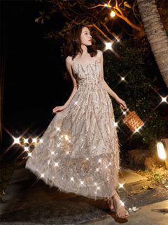 Starlight Fairy Core Sequined Long Dress