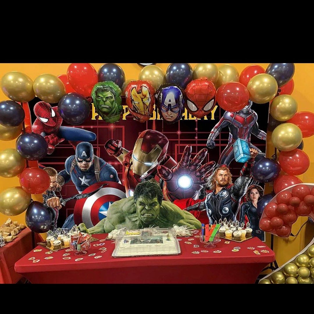 Superheroes Avengers party supplies birthday banner backdrop / party