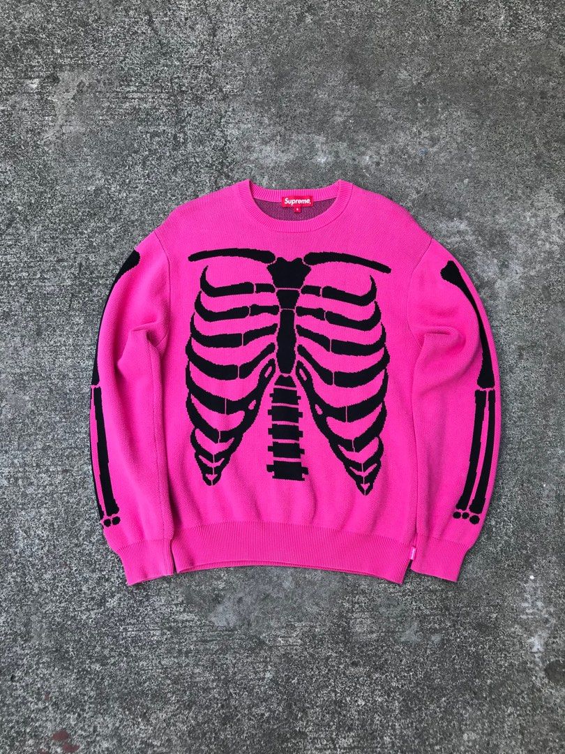 Supreme Bones Pink Skeleton - Sweater -UnisexAuthentic, Men's Fashion,  Coats, Jackets and Outerwear on Carousell