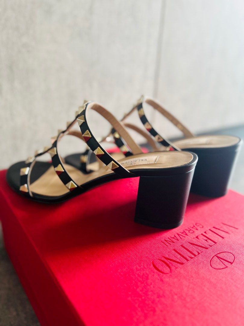 Valentino Rockstud Calfskin Leather Slide Sandal 60mm Women s