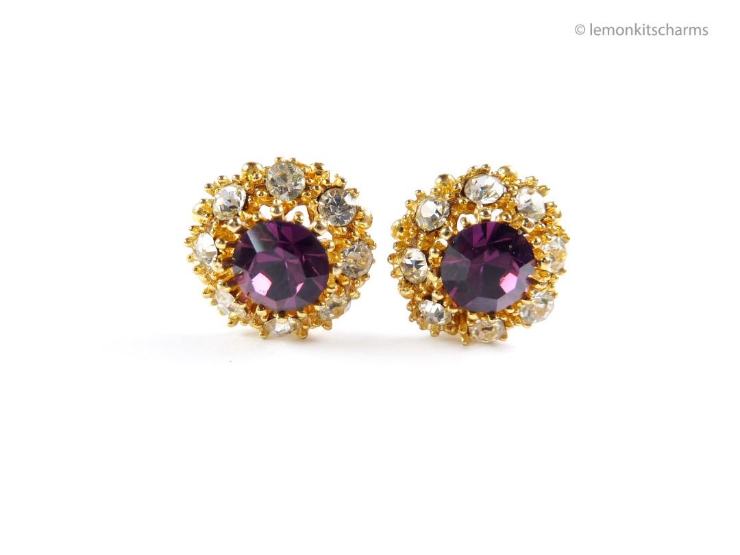 Purple rhinestone clearance earrings