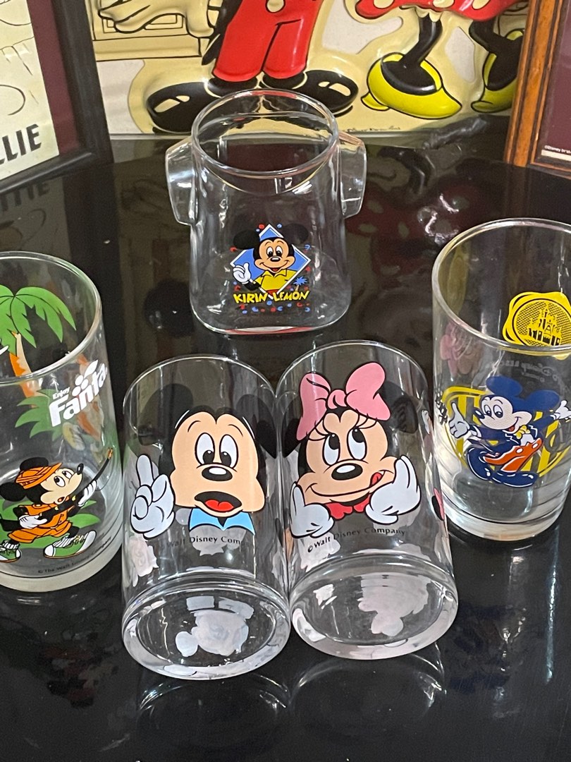 Vintage Mickey and Minnie Drinking Glass Set on Carousell