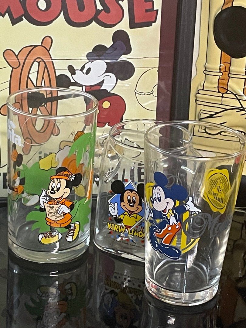 Vintage Mickey and Minnie Drinking Glass Set on Carousell