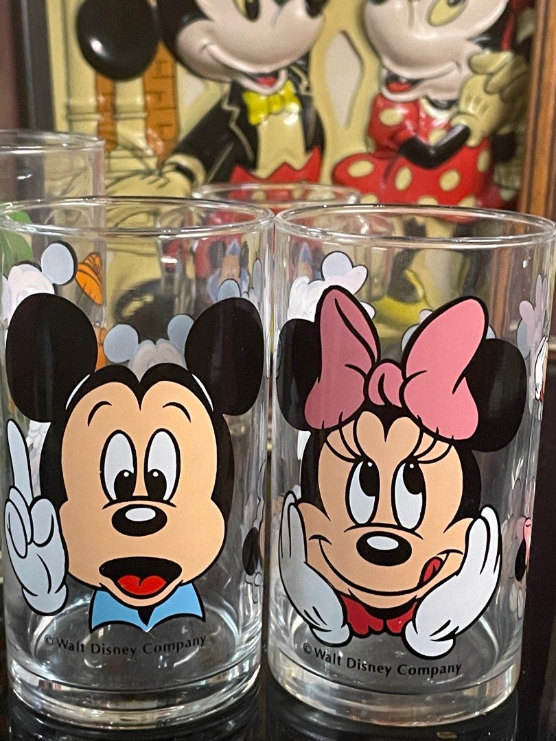 Vintage Mickey and Minnie Drinking Glass Set on Carousell