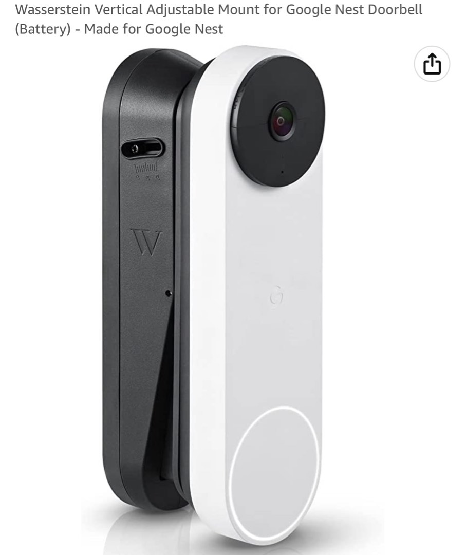 Wasserstein Vertical Adjustable Mount for Google Nest Doorbell (Battery) Made for Google Nest
