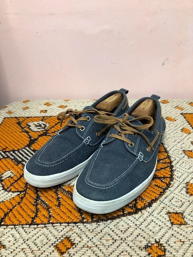 ZARA MAN Loafers Boat Deck Shoes Canvas Blue Sz 41 Light White Rubber Sole Men s Fashion Footwear Casual Shoes on Carousell