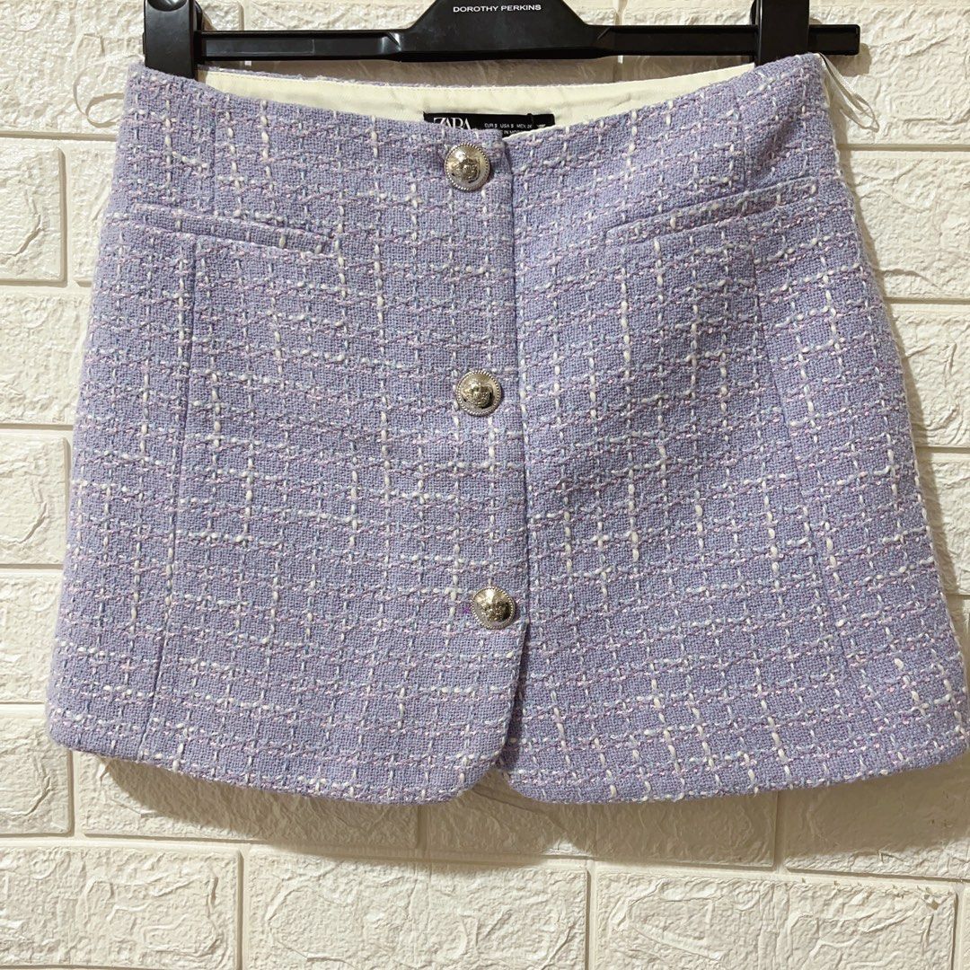 Lilac tweed skirt zara discount
