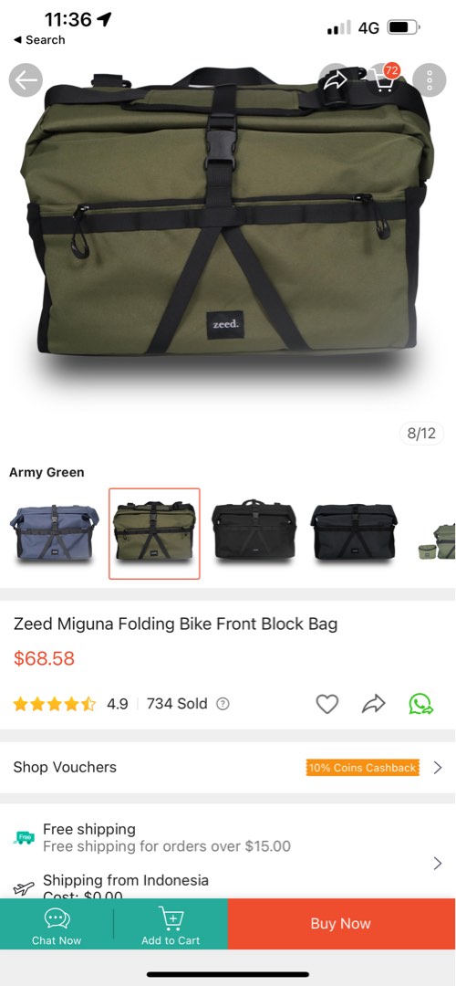 Zeed Bag for front block Brompton, Sports Equipment, Bicycles & Parts