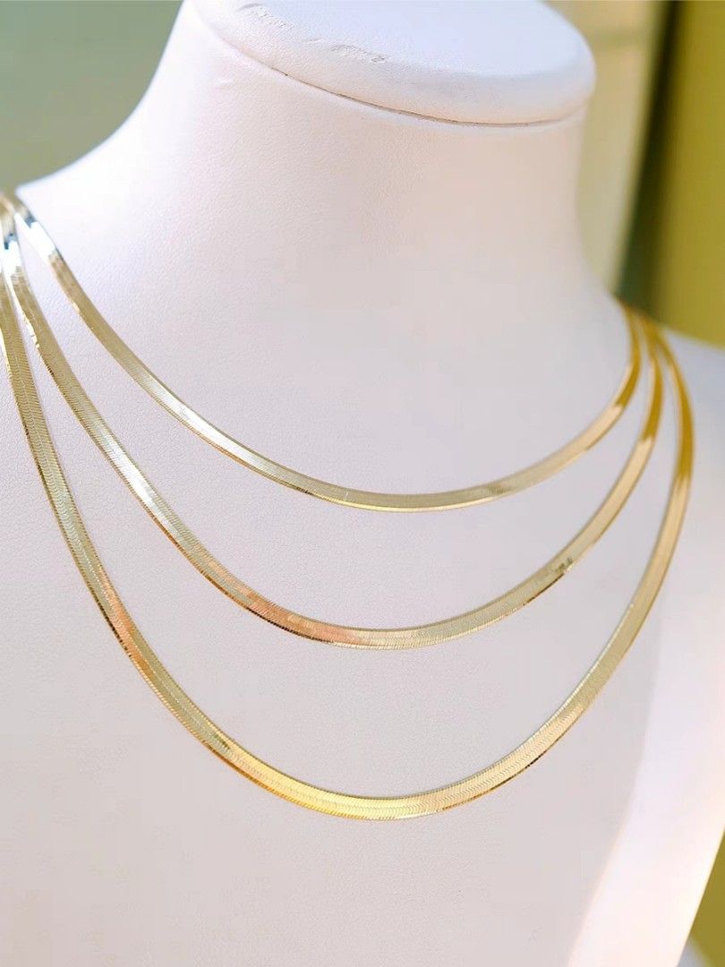 18K Gold Rose Gold White Gold Snake Chain Herringbone Chain Necklace