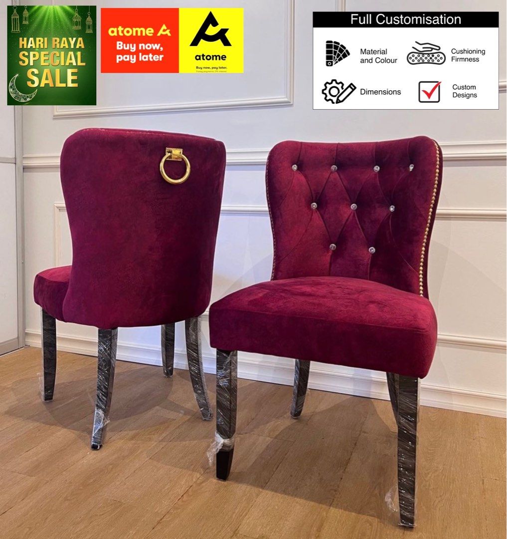 1pc Tufted Victorian Chesterfield Rosie Dining Chair Available in High Quality Italian Velvet Fabric Cotton Linen Fabric Boucle Fabric Cat Proof
