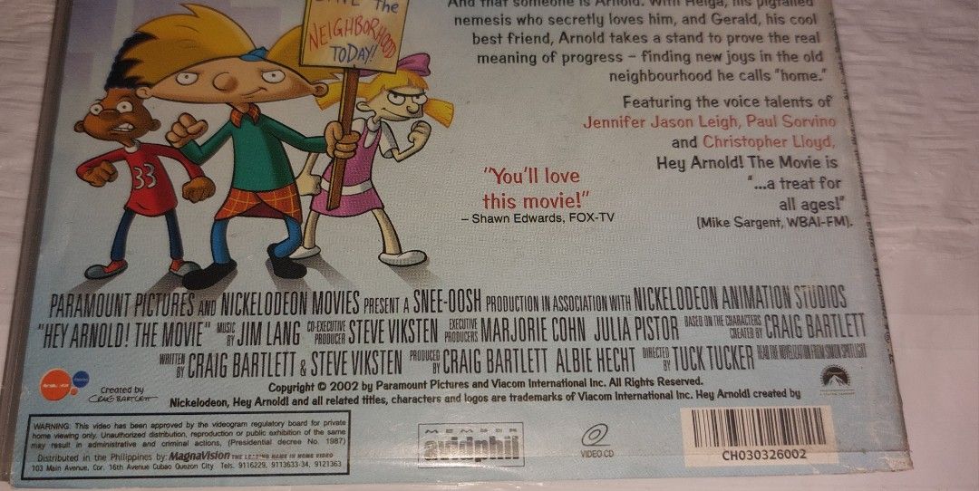 2002 Nickelodeon Hey Arnold! The Movie Collectible Movie Film Video CD ...