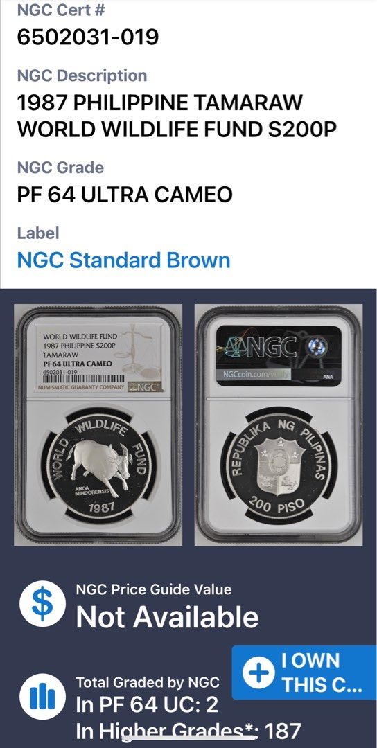 200 Philippine Peso Tamaraw Silver coin, Hobbies & Toys, Memorabilia