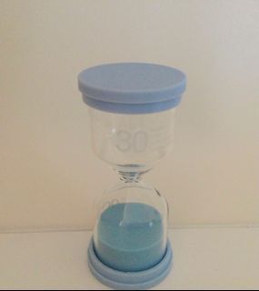 ☁️全新☁️30分鐘計時沙漏 透明玻璃沙漏 馬卡龍色系 天空藍 水藍色 盒裝 文具 