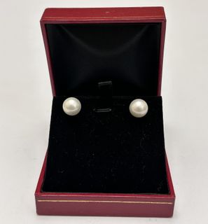 淡水養殖珍珠耳環/耳釘/正圓/冷白/ 9.9mm/母親節禮物首選64227740528258110
