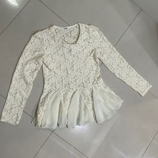 百貨公司購入  韓製優雅蕾絲長袖上衣  #23春天色系