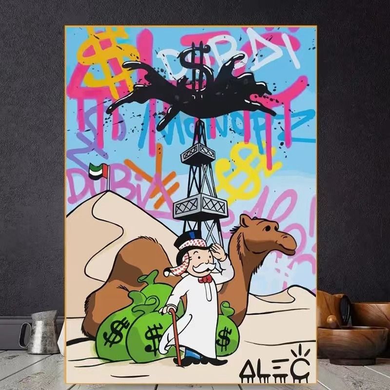 Alec Monopoly Series Graffiti UAE Camel Dollar Canvas Painting Poster ...
