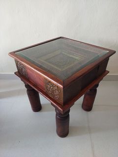 Antique glass top side table