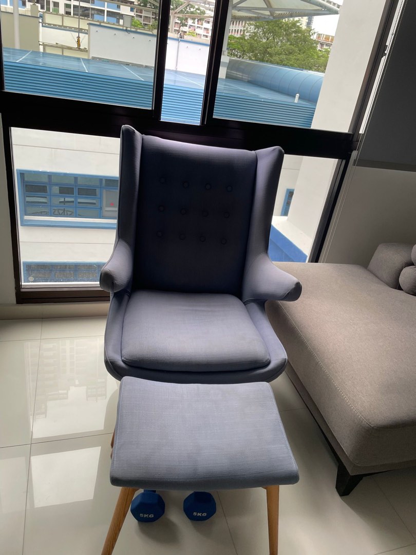 Arm chair with leg rest, Furniture & Home Living, Furniture, Chairs on Carousell