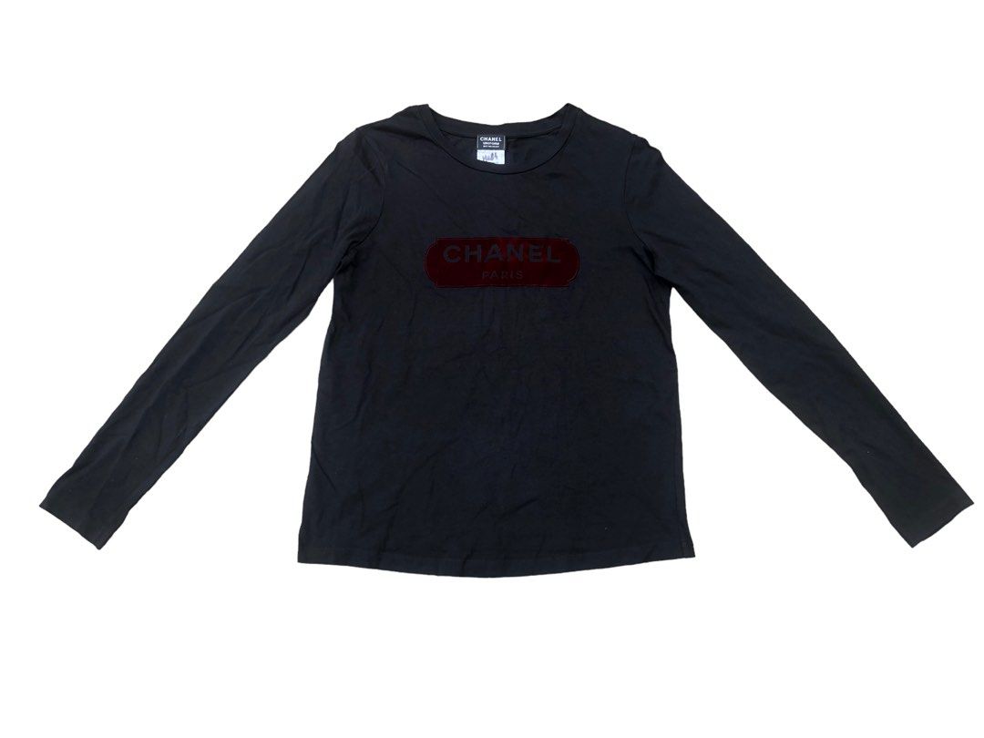 💯🔥Authentic CHANEL UNIFORM Velvet Logo On Chest Longsleeve T-Shirt,  Luxury, Apparel on Carousell