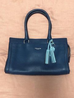 Authentic Coach Navy Pebbled Leather Tote Bag