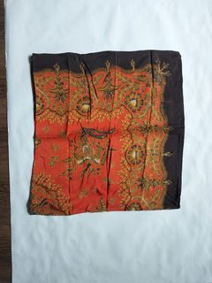 Bahan kain batik silk tulis merah hitam