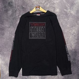 Baju kaos longsleeve vision street wear spellout bekas second branded preloved casual