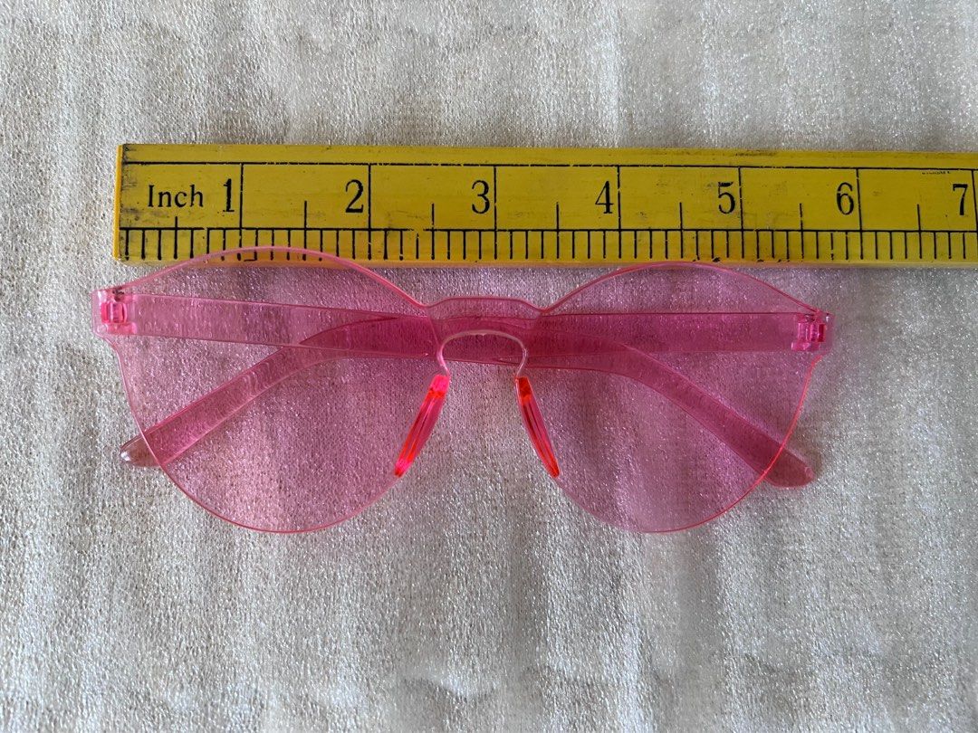 Pink Korean Sunglasses Heart and Round Rimless, Women's Fashion