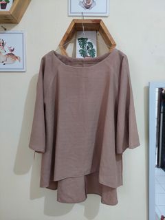 Blouse coklat / atasan lengan panjang wanita (coksu)