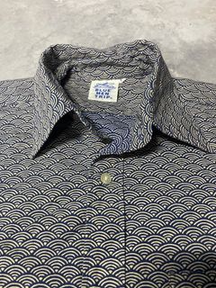 Blue Men Trip Seigaiha Pattern Full Print Shirt
