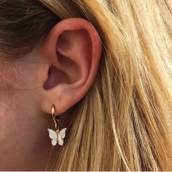 Brandy Melville White Gold Plated Earrings | Mercari