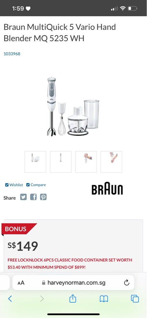 Braun MultiQuick 5 Vario Hand Blender MQ 5235 WH Condition 8/10 $50 ( ☎️Kim  88118368 ), TV & Home Appliances, Kitchen Appliances, Juicers, Blenders &  Grinders on Carousell