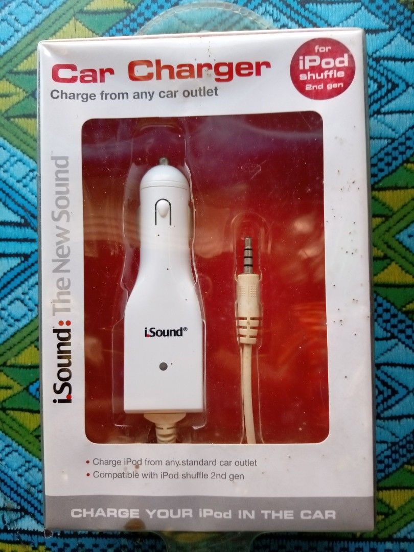 Car charger for ipod shuffle 2nd gen (Category: Other Audio Equipment) located in Dasmarinas. Submitted by d.lelis (Listing ID 1221298932, Image 1). Description: Charger for ipod shuffle 2nd gen Charge from any car outlet no more lowbatt Compatible from any standard car outlet.