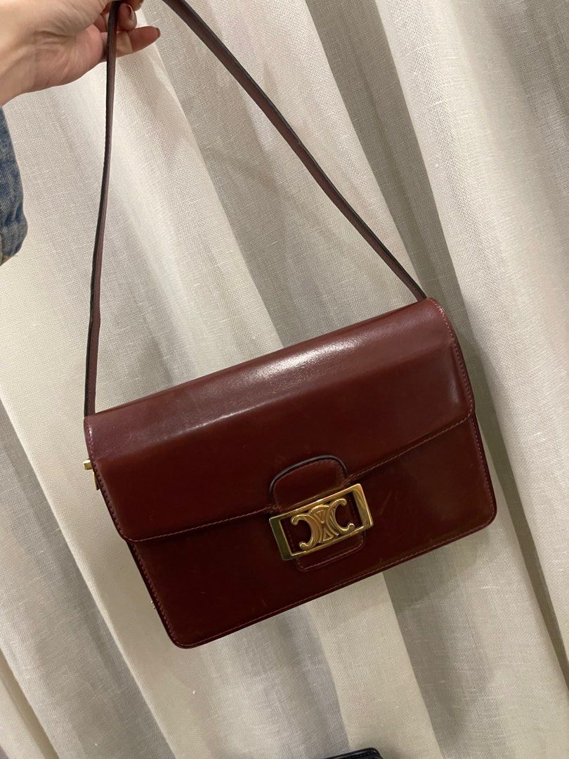 Celine burgundy box bag on sale