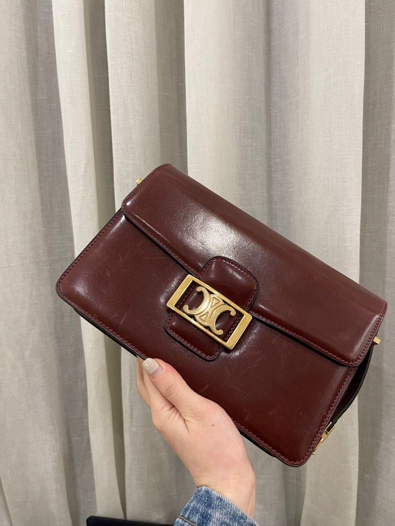 Celine burgundy top bag