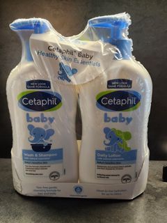 Cetaphil Baby Wash & Shampoo Plus Body Lotion, Healthy Skin Essentials, Head to Toe Hydration for up to 24 Hours, for Delicate, Sensitive Skin, 2-Pack,White