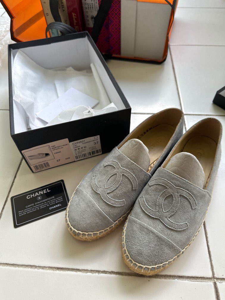 Chanel grey espadrilles shop