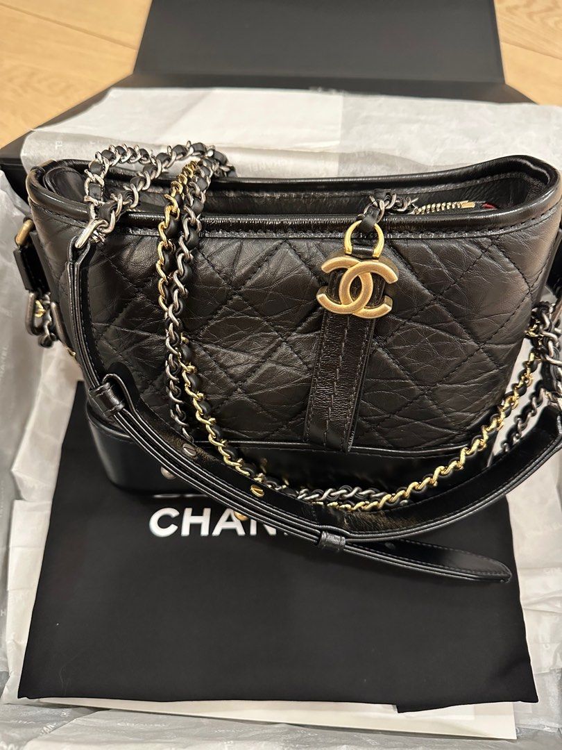 Used Chanel A93824 B01935 Gabrielle Hobo Medium SO Black Black