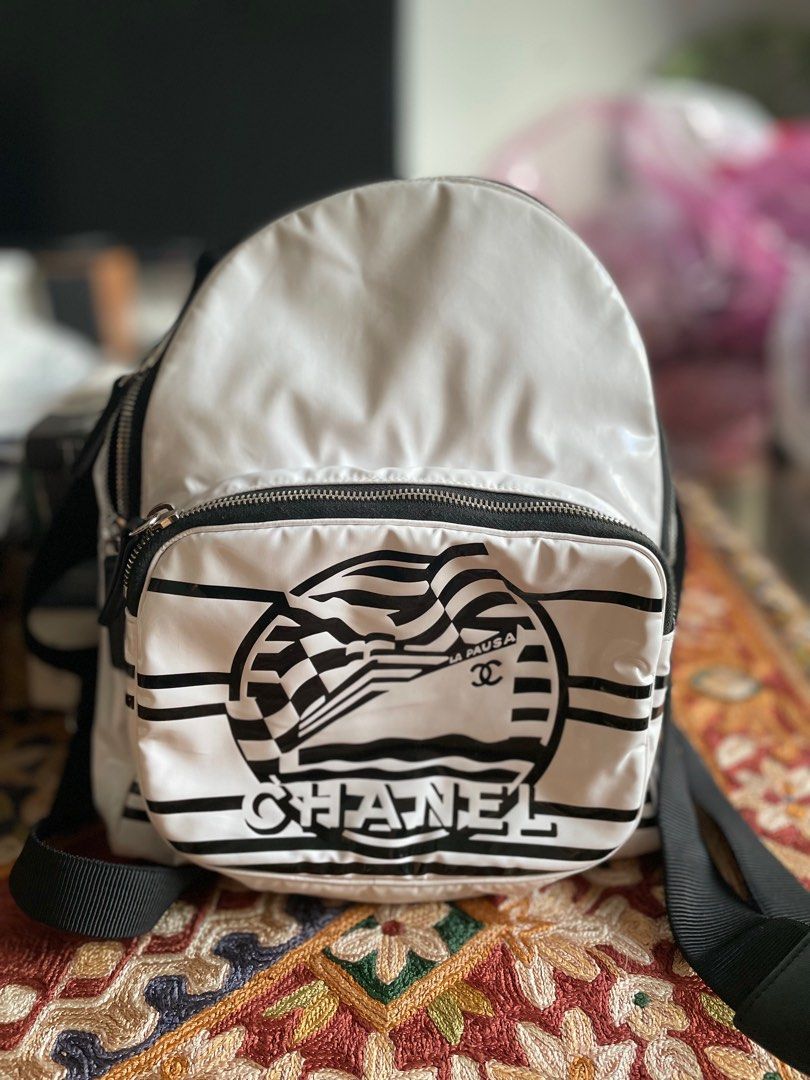 Chanel white Vinyl La Pausa Backpack, Women's Fashion, Bags & Wallets