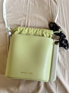 Charles & Keith Alden Chain-Link Drawstring Bucket Bag - Lime