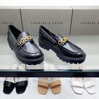 Charles&Keith - Black Chain Loafers 3cm