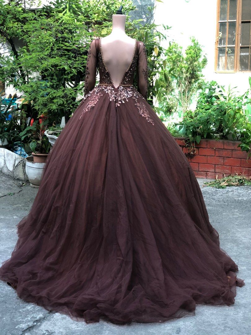 Brown ball gown clearance