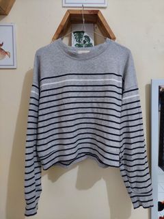 Crop Sweater abu/ sweater oversized garis
