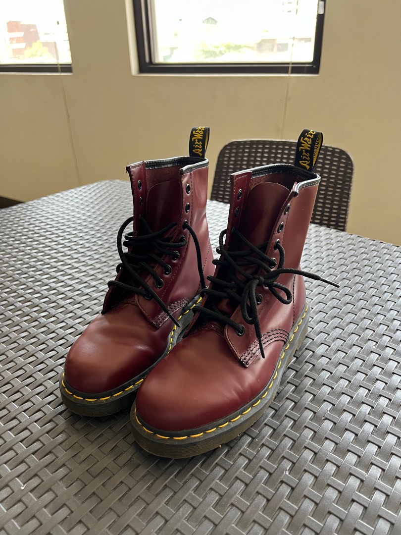 Dr. Martens 1460 Cherry Red Women s Fashion Footwear Boots on