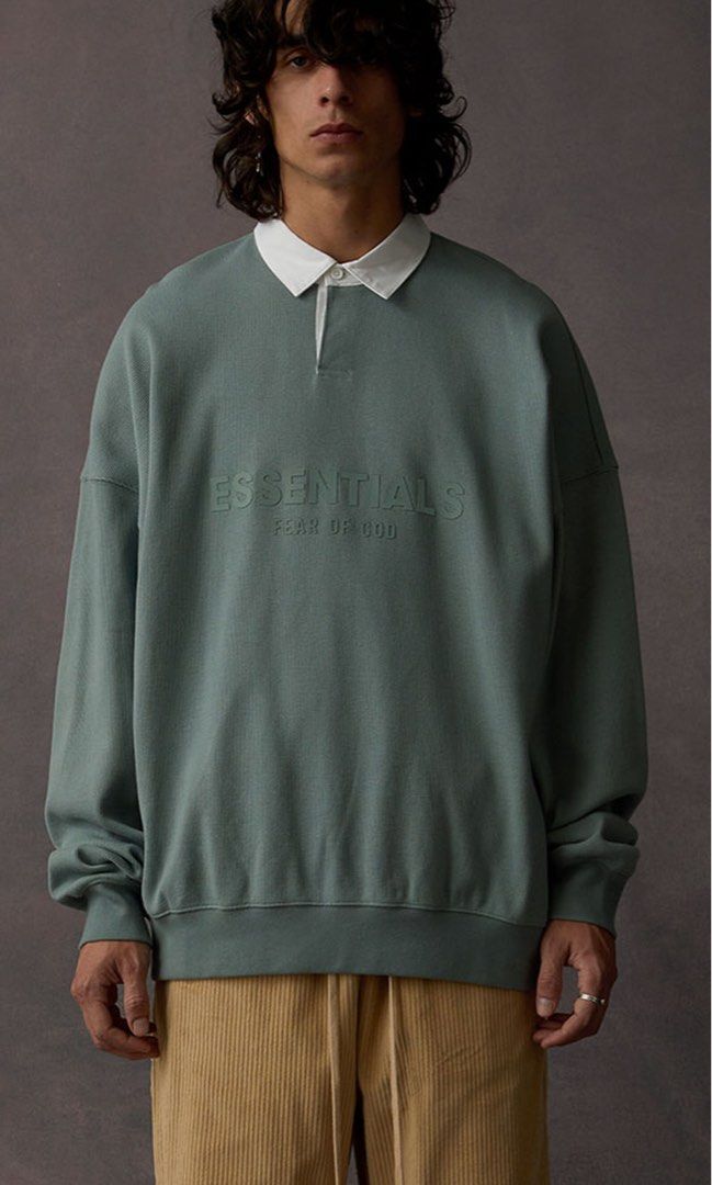 Men's Fear Of God Essentials Waffle Henley Rugby | www.lips-mag.com